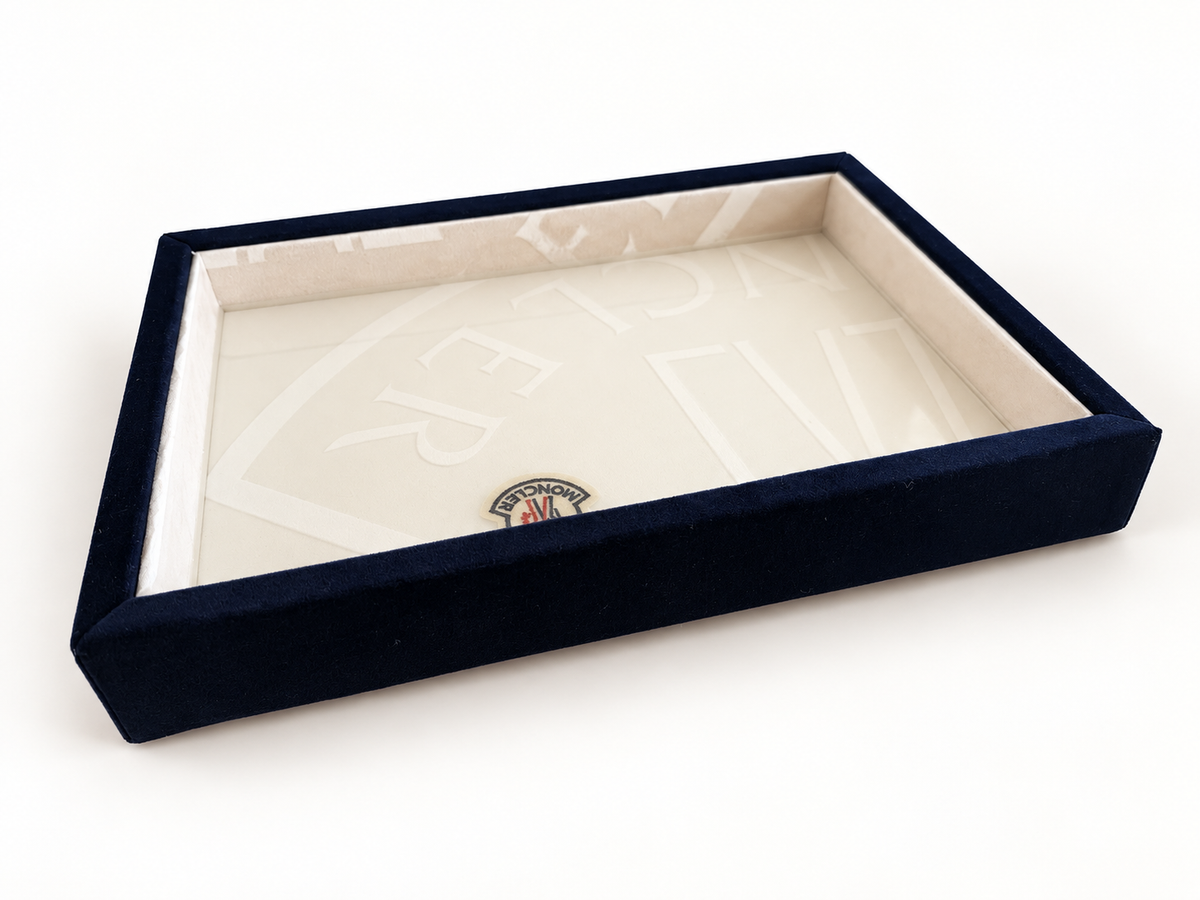 Navy Velvet & Cream Decorative Tray | Handmade Upcycled Catchall