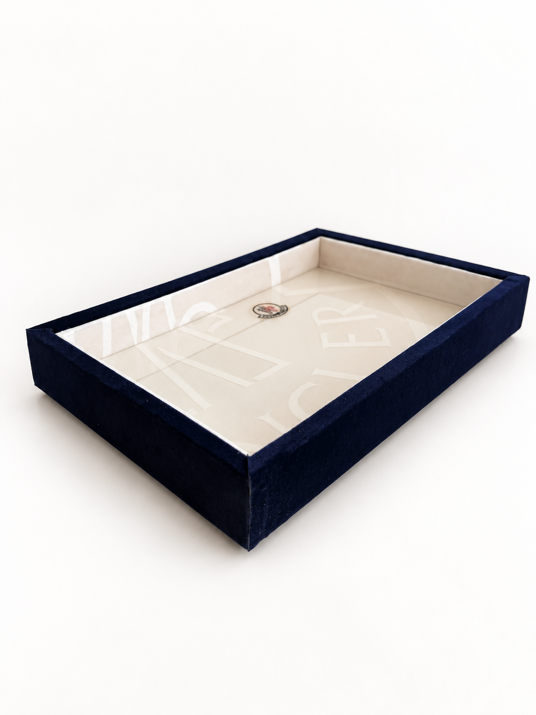 Navy Velvet & Cream Decorative Tray | Handmade Upcycled Catchall