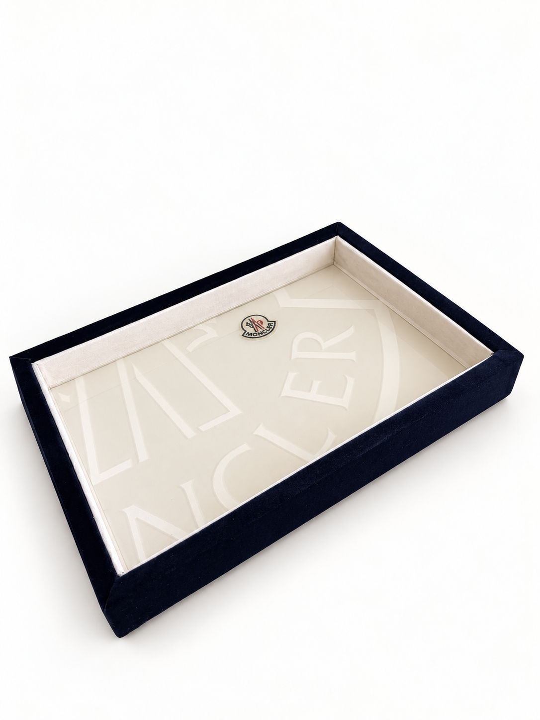 Navy Velvet & Cream Decorative Tray | Handmade Upcycled Catchall