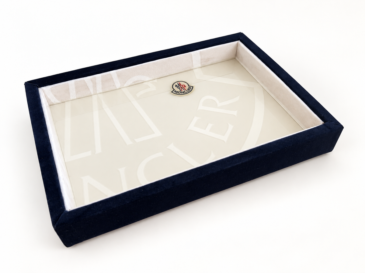 Navy Velvet & Cream Decorative Tray | Handmade Upcycled Catchall