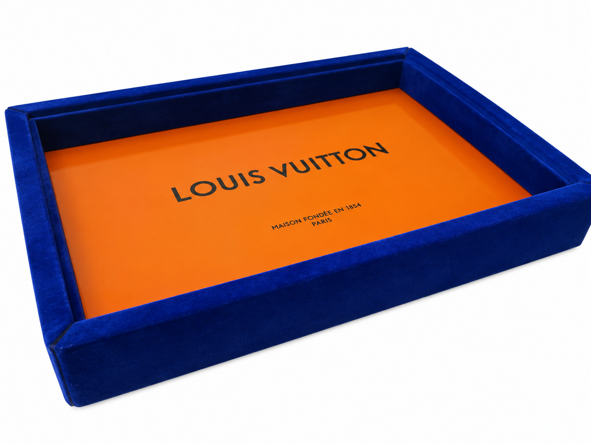 Royal Blue Velvet & Orange Upcycled Decorative Tray