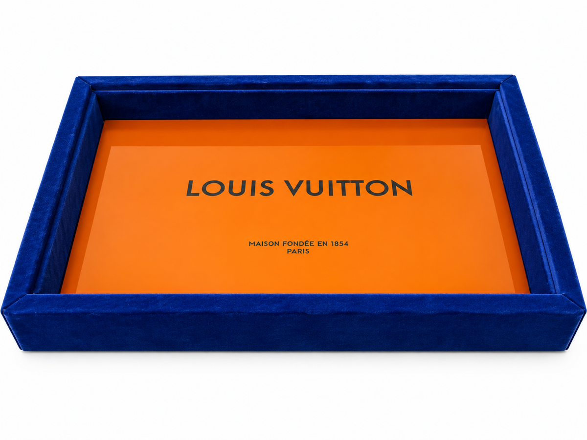 Royal Blue Velvet & Orange Upcycled Decorative Tray